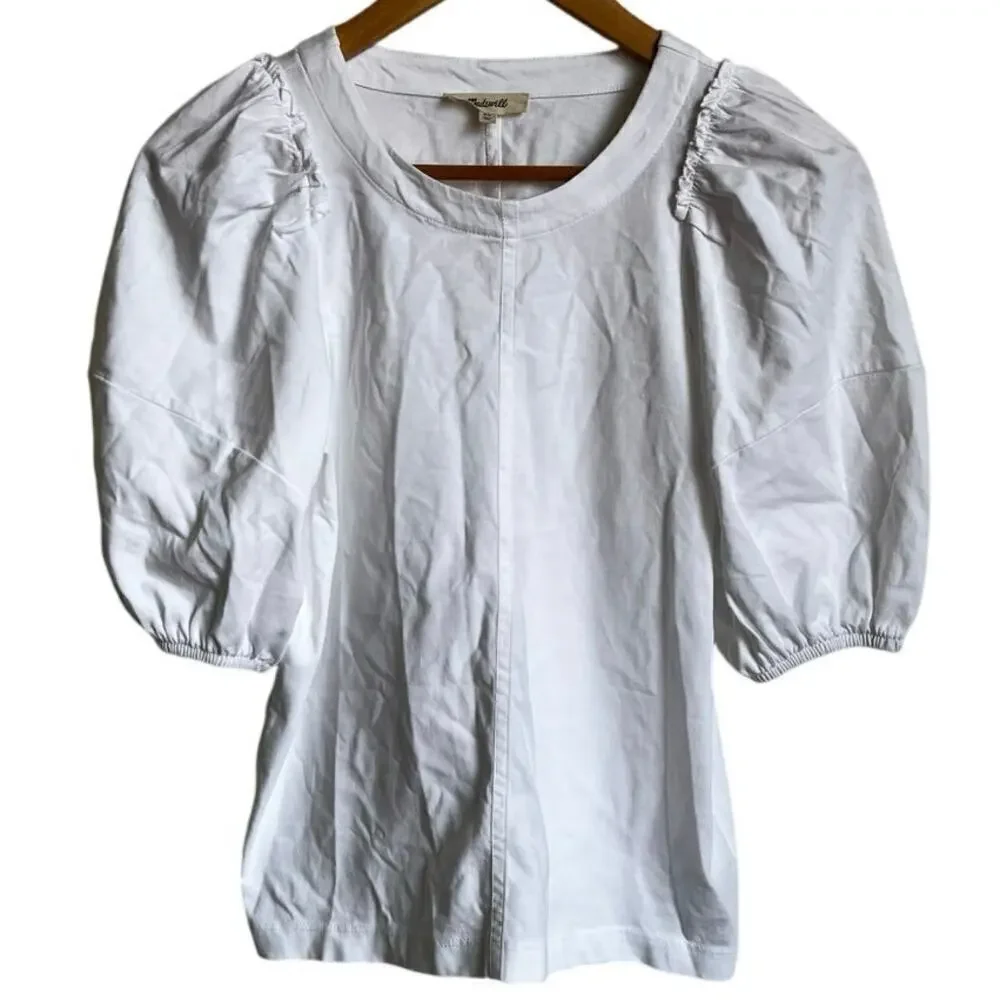 Madewell Women’s White Puff-Sleeve Tee in Size XS